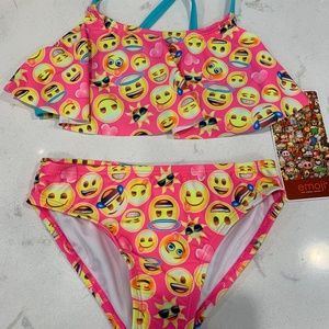 NWT Girls Size 7 Emoji flounce bikini